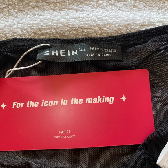 SHEIN Drawstring LaceTop, black, size L (US 8/10), NWT - Picture 7 of 7